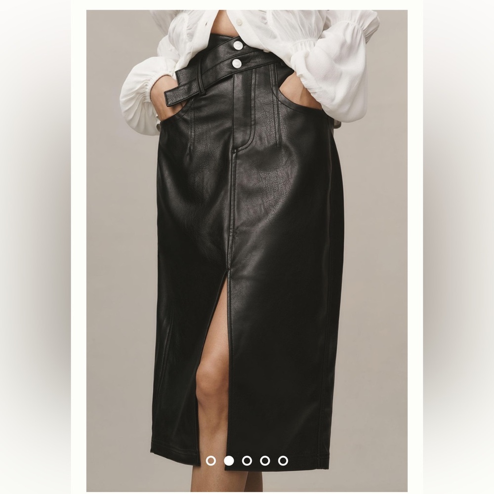 New Anthropologie Pilcro double strap faux leather skirt